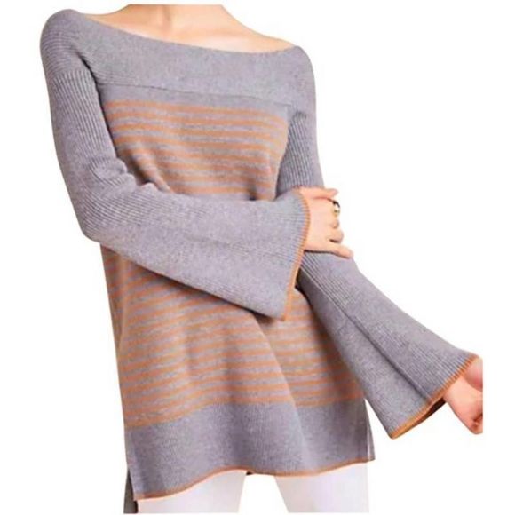 Anthropologie Sweaters - Anthropologie Elise Ribbed Stripe Tunic Sweater sz L